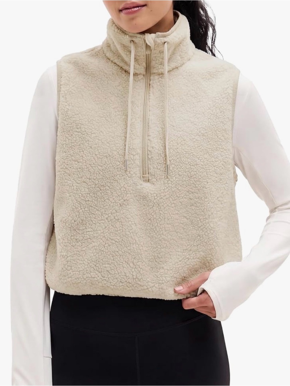 Songling Fleece Sherpa Half-Zip Vest small new